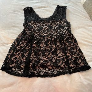 Torrid Black Cream Lace Baby Doll Cami Tank Size 1 XL 1X